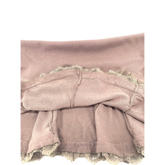 Preziosa Knit Skirt Brown Ruffle Flower Trim Flounce Hem Cashmere Blend‎ S M - Picture 7 of 13